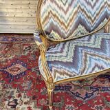Louis XVI-style carved and lase-style wooden bench