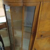 Art Deco style glass-fronted cocktail bar cabinet with folding desk
