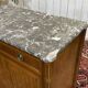 Small Louis XVI style cabinet in mahogany, oak, and marble top.