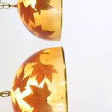 Italian design hanging lamps resin and leaves, 1970s 1980s