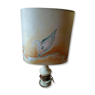 Lamp with silk lampshade