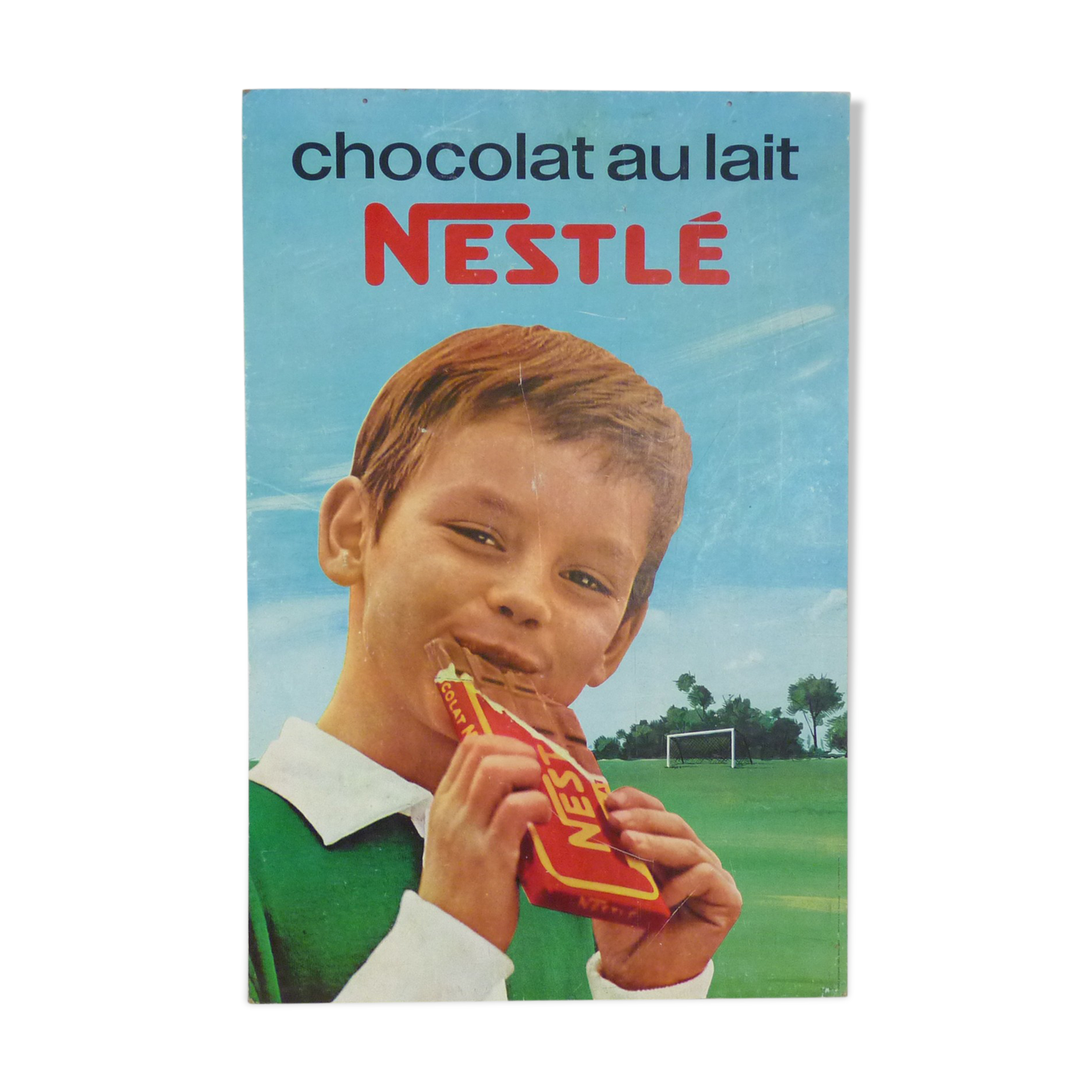 Old double-sided cardboard poster Nestlé Milk Chocolate. Year 60