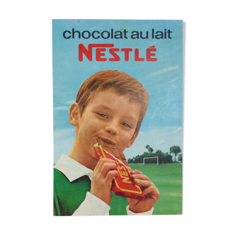 Ancienne affiche cartonnée double face Chocolat au lait Nestlé. Année 60