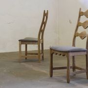 Highback / Ladderback Oak Chairs style of Henning Kjærnulf, 1960s, Set of 4