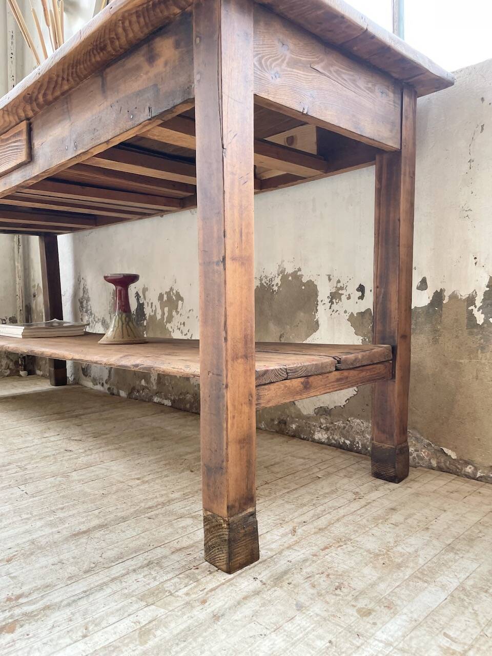 Drapery console table in pine