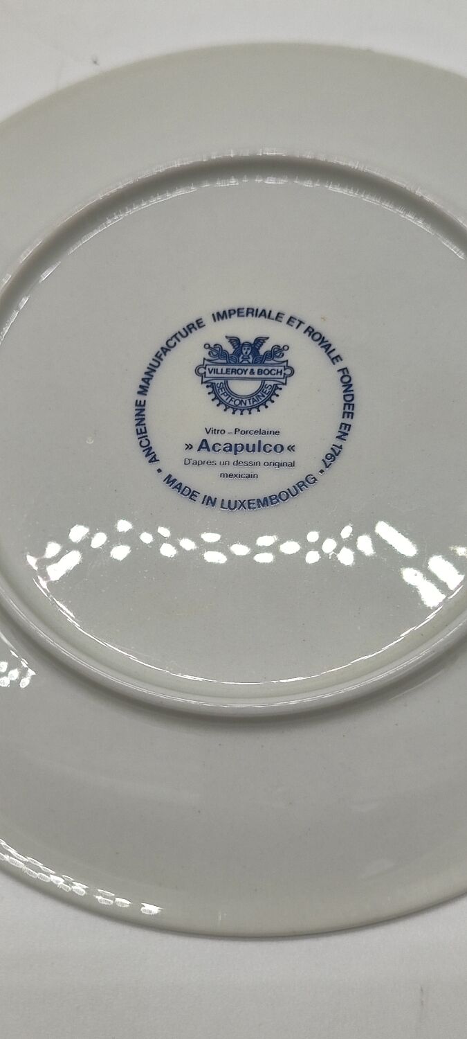 Set of 6 Villeroy and Boch Acapulco plates, diameter 15.5 cm