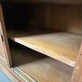 Large antique glass-fronted cabinet made of solid wood – Late 19th century