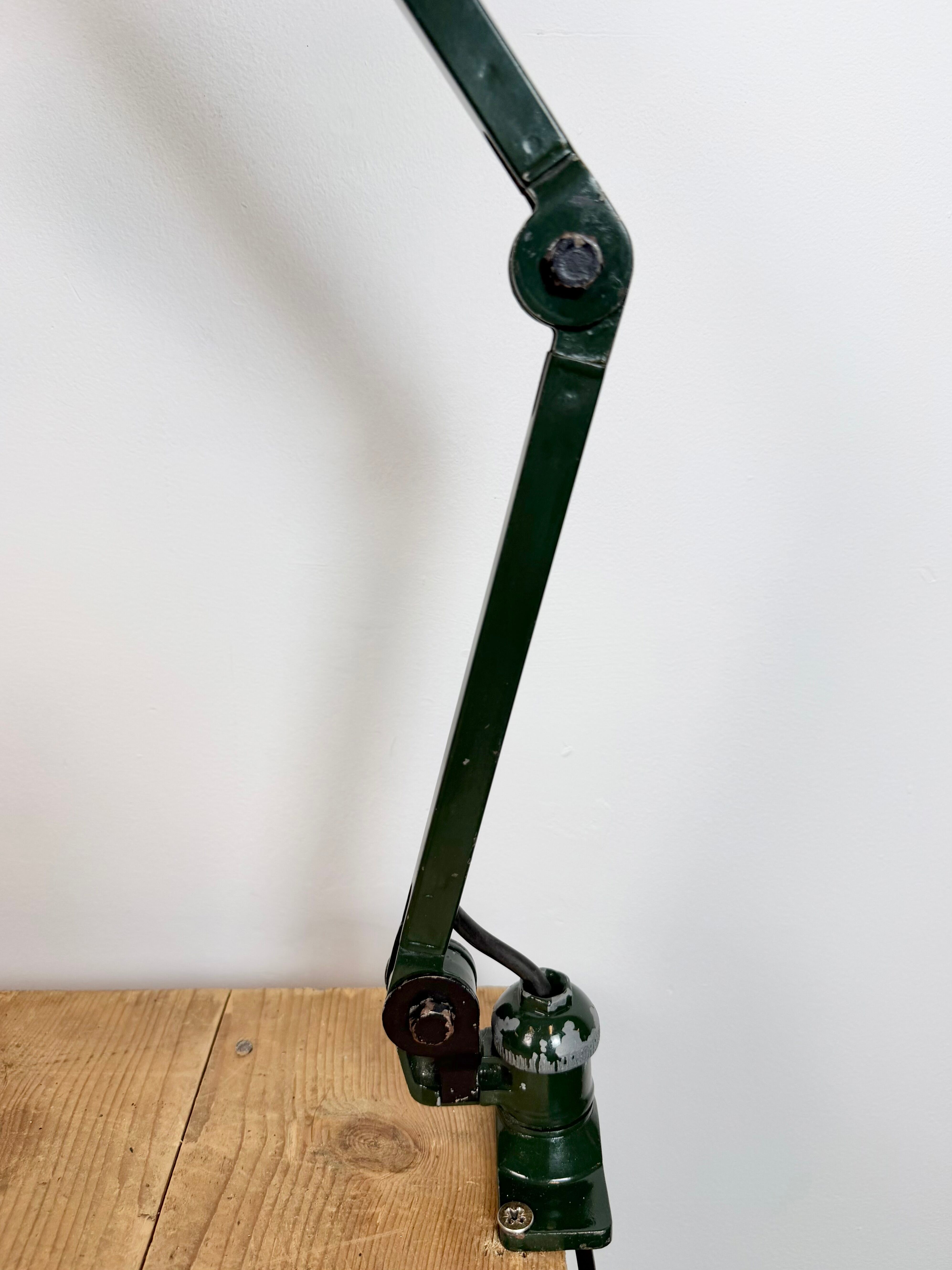 Industrial Green Enamel Adjustable Table Lamp, 1960s