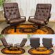 Pair of Norwegian swivel armchairs in leather and beech from the 1970s.