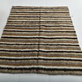 Striped Brown & Beige Vintage Kilim Rug, 133x170Cm