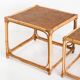 Ensemble de trois tables gigognes vintage en cannage. France, années 60