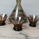 Art Deco liqueur service in smoked glass