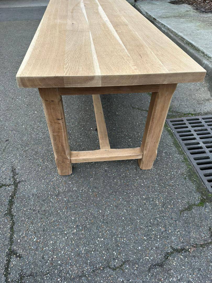 Renovated 19th-century solid oak extendable farmhouse dining table 200cm