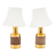 Pair of Bitossi table lamps in gilded ceramic, Italy, 1970.