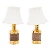Paire de lampes de table Bitossi en céramique dorée, Italie, 1970