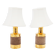 Pair of Bitossi table lamps in gilded ceramic, Italy, 1970.