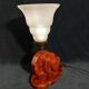 Lampe sculptural art déco en loupe d’acajou