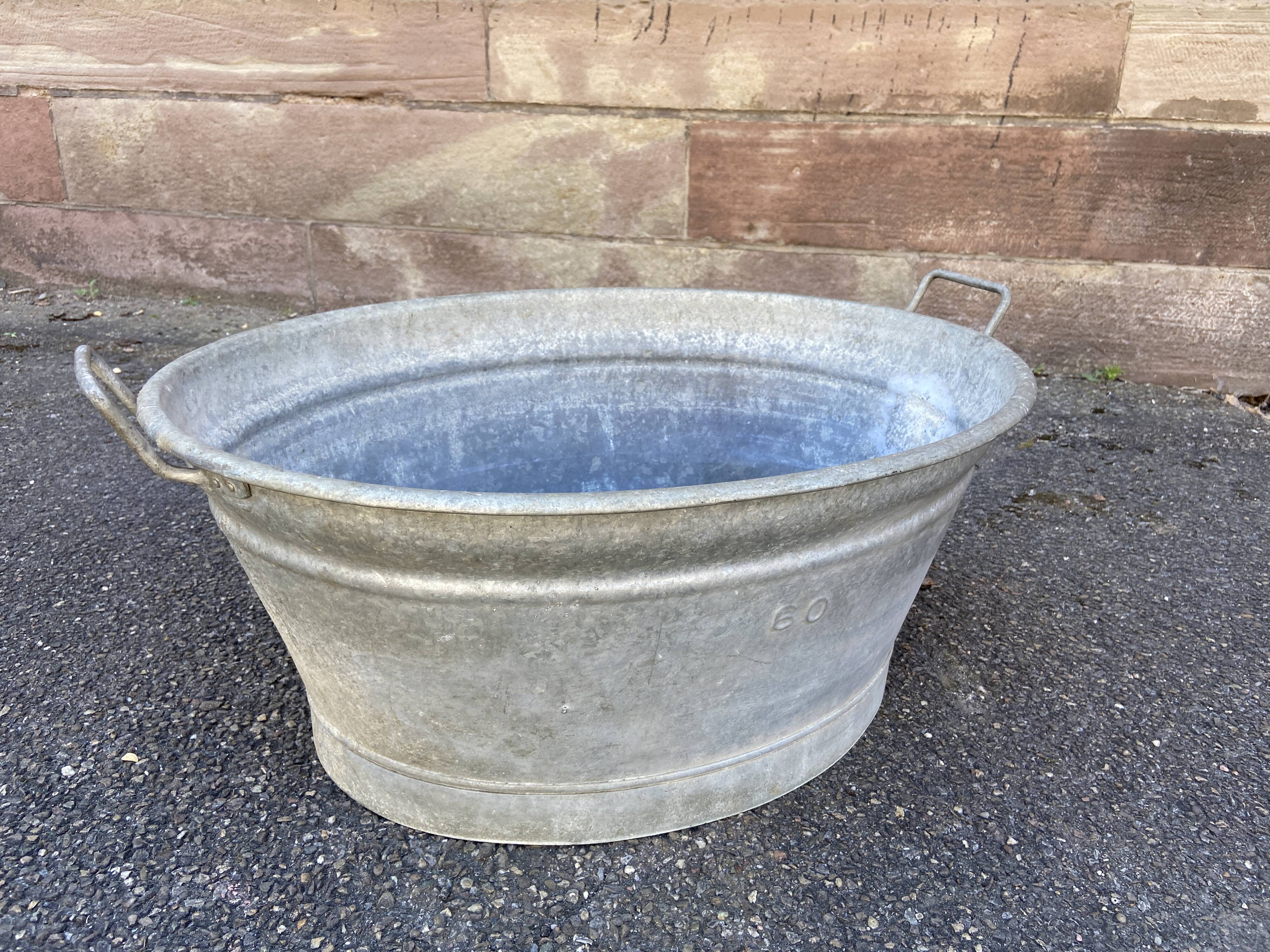 Vintage galvanized zinc basin