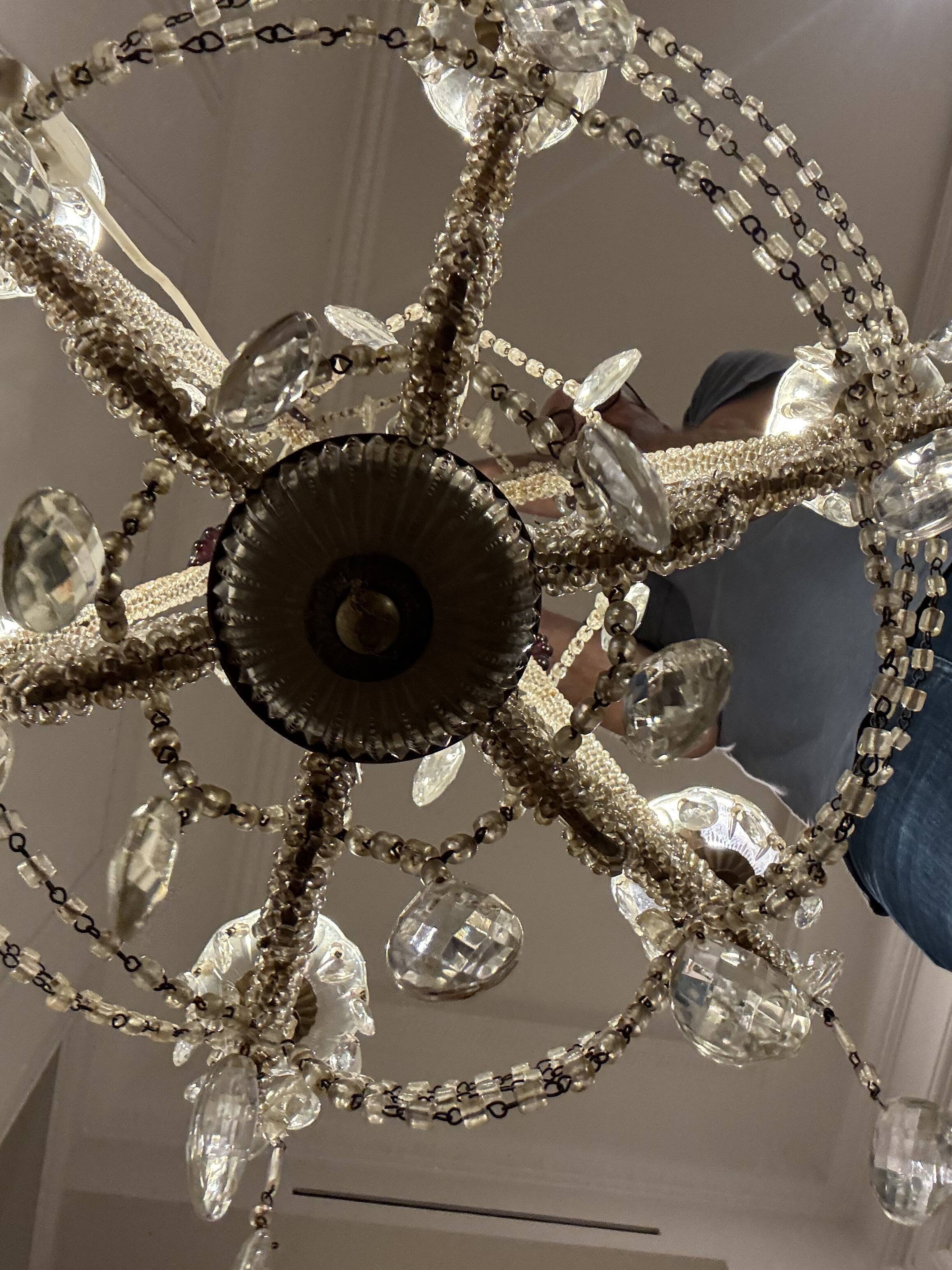 Lustre à pampilles en cristal ancien