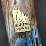 Art Pottery Vase Serpent Stoneware Flame Large Fire Signed: Verdelais.