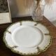 Vintage large round green porcelain serving platter with gold trim from Lim