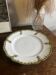 Vintage large round green porcelain serving platter with gold trim from Lim
