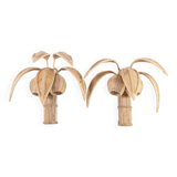 Paire d’appliques « cocotier/palmier » en rotin