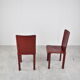 Lot de 6 chaises de salle à manger en cuir rouge fabriquées en Italie, années 1980