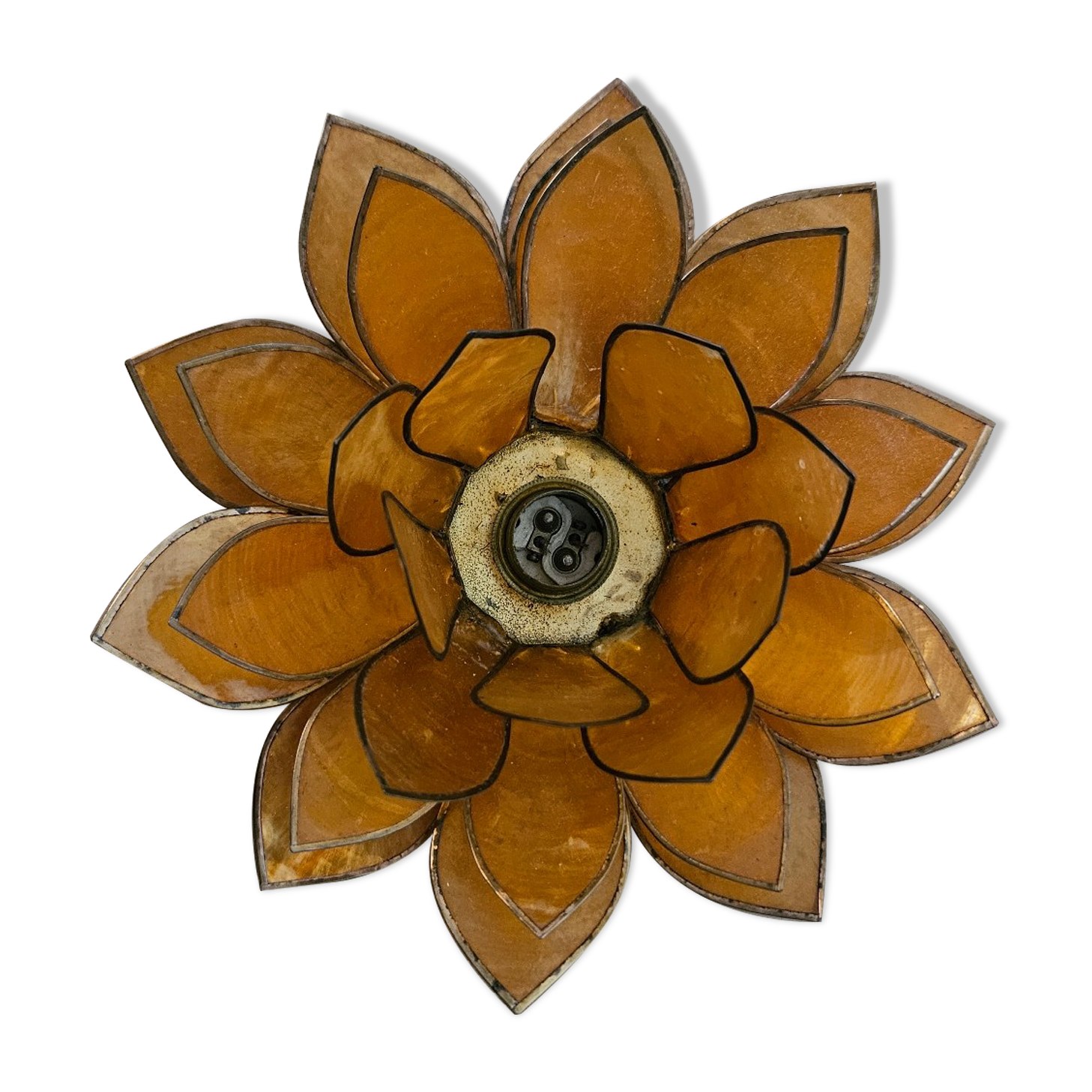 Table lamp in mother-of-pearl and brass