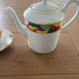 Teapot or coffee maker assembly with saucers and plates, milk jar and sugar bowl Longchamp