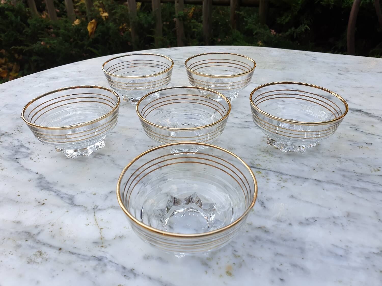 6 golden cut glasses from the 1930s