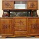 Large buffet with 2 bodies in walnut and marble
