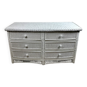 Commode galbée en rotin