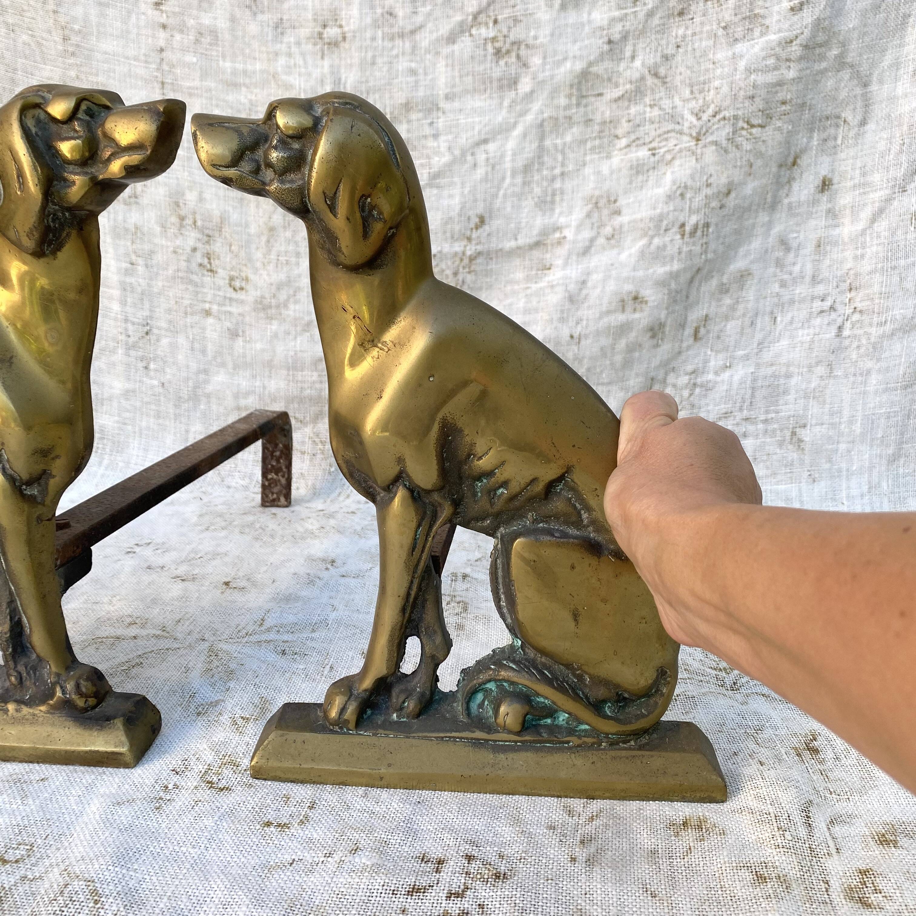 Pair of brass dog andirons