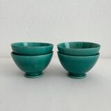 4 antique vintage green ceramic bowls