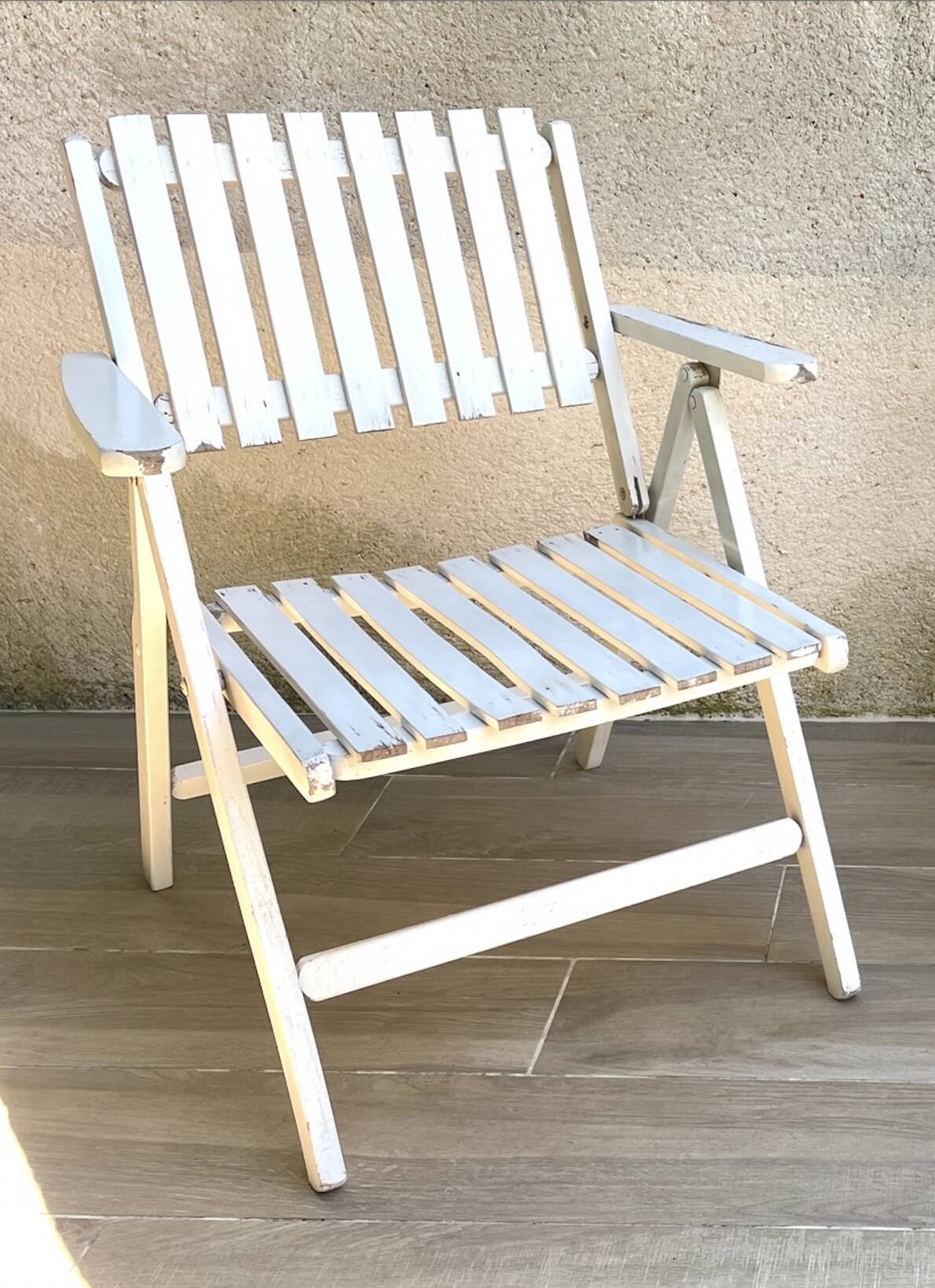 Pair of vintage wooden garden armchairs by r.gleizes
