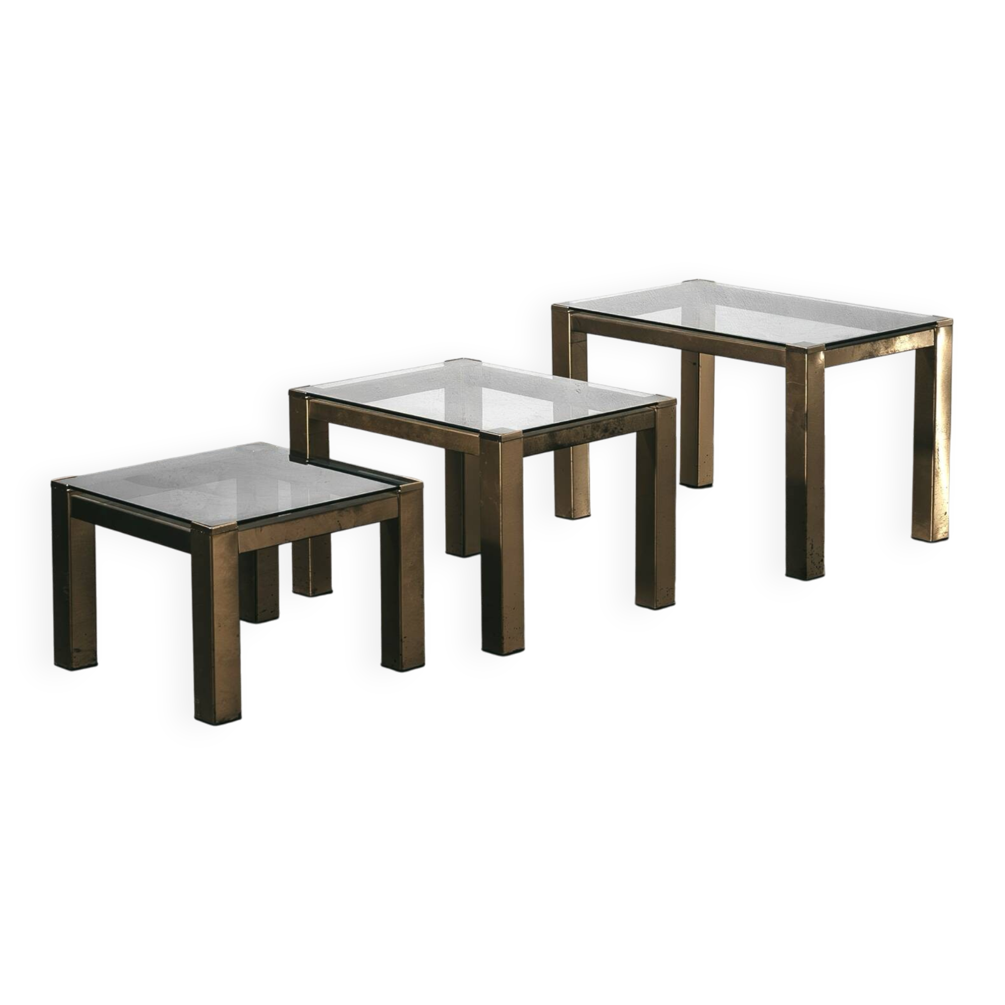 Tris tavoli Bassi Da Caffè ottone Hollywood Regency 1970 Design Modern