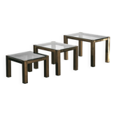 Tris tavoli Bassi Da Caffè ottone Hollywood Regency 1970 Design Modern