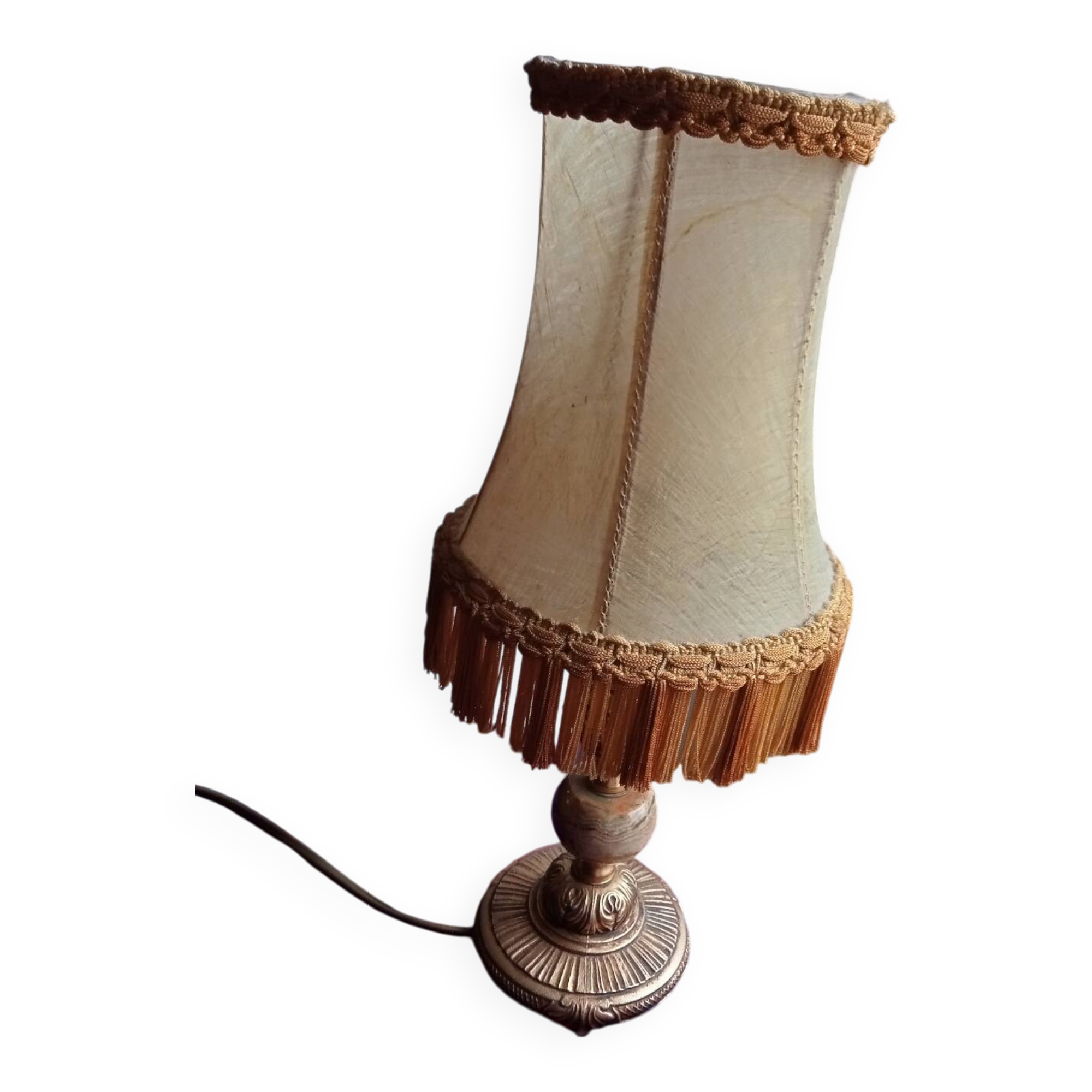 Table lamp in spelter and onyx