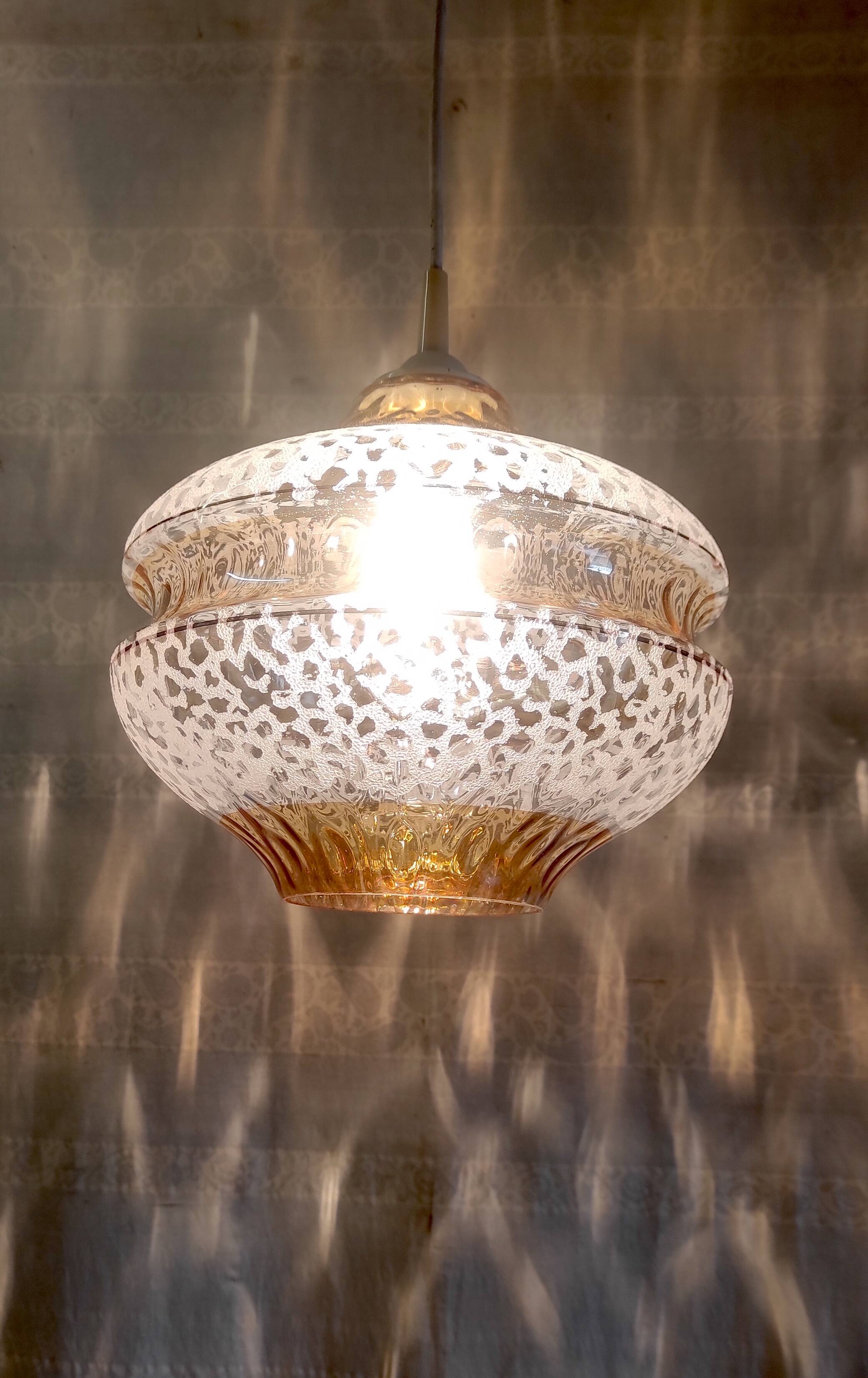 Suspension en verre style scandinave - années 60/70