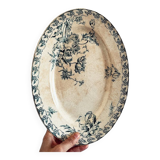 Large oval flat Terre de Fer Gien