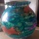 Large lacquered glass ball vase signed Jean-Noël Bouillet