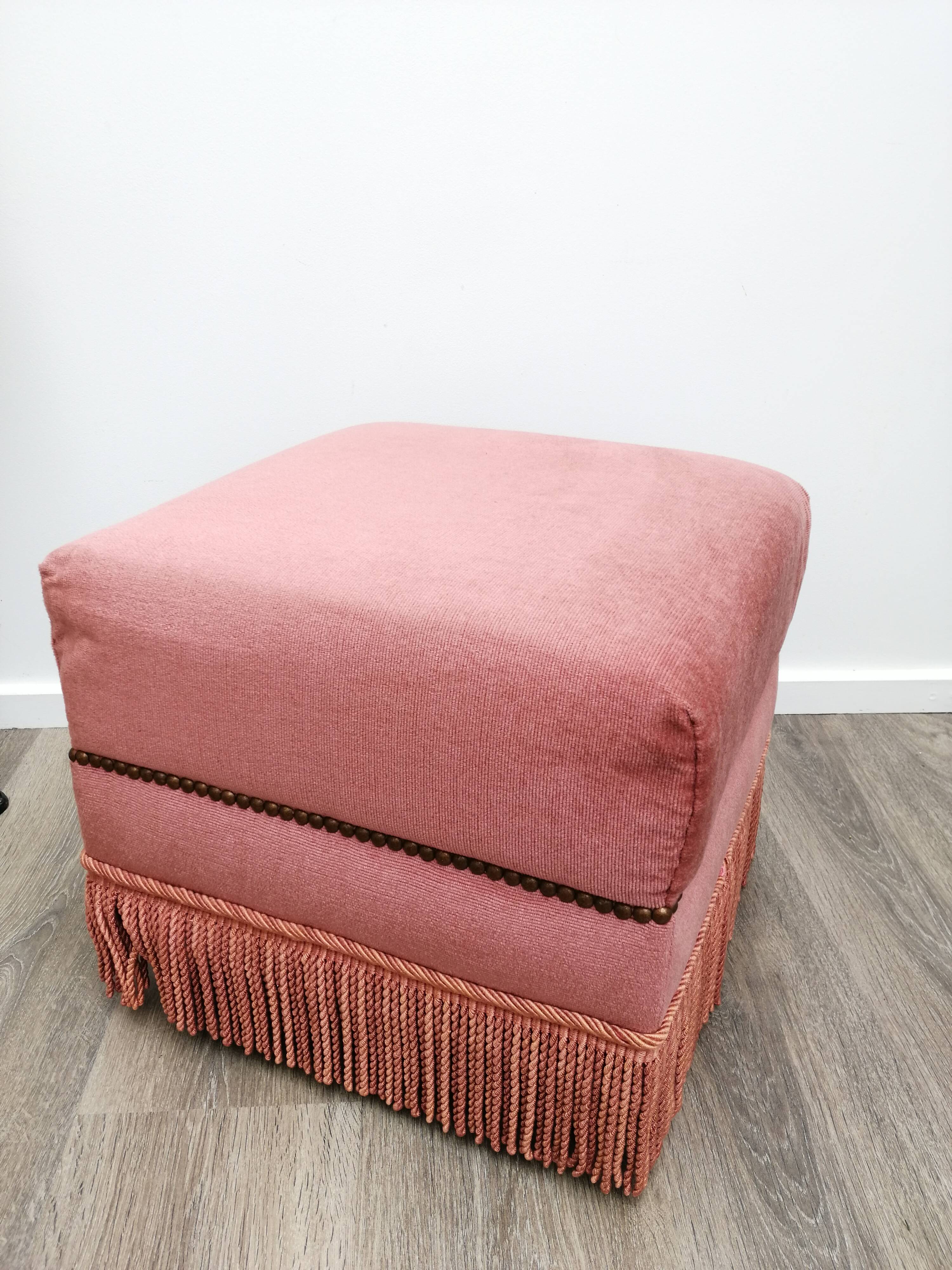 Pink square pouf