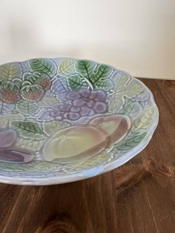 Blue slipware fruit bowl