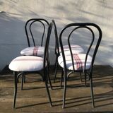 4 vintage black metal bistro chairs