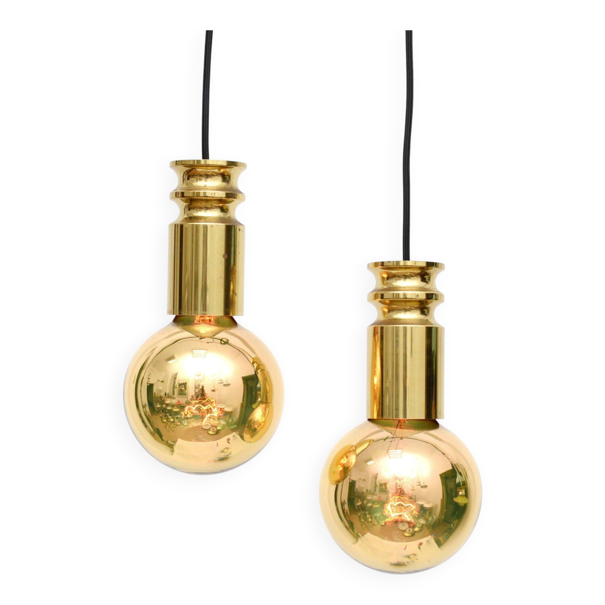 Pair of golden lamps, Denmark, 1950s