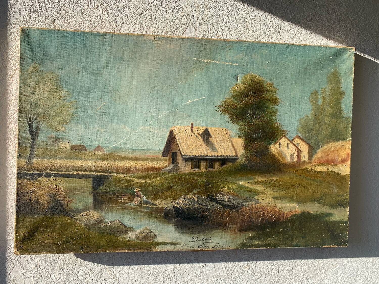 Old oil painting on canvas