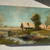 Old oil painting on canvas