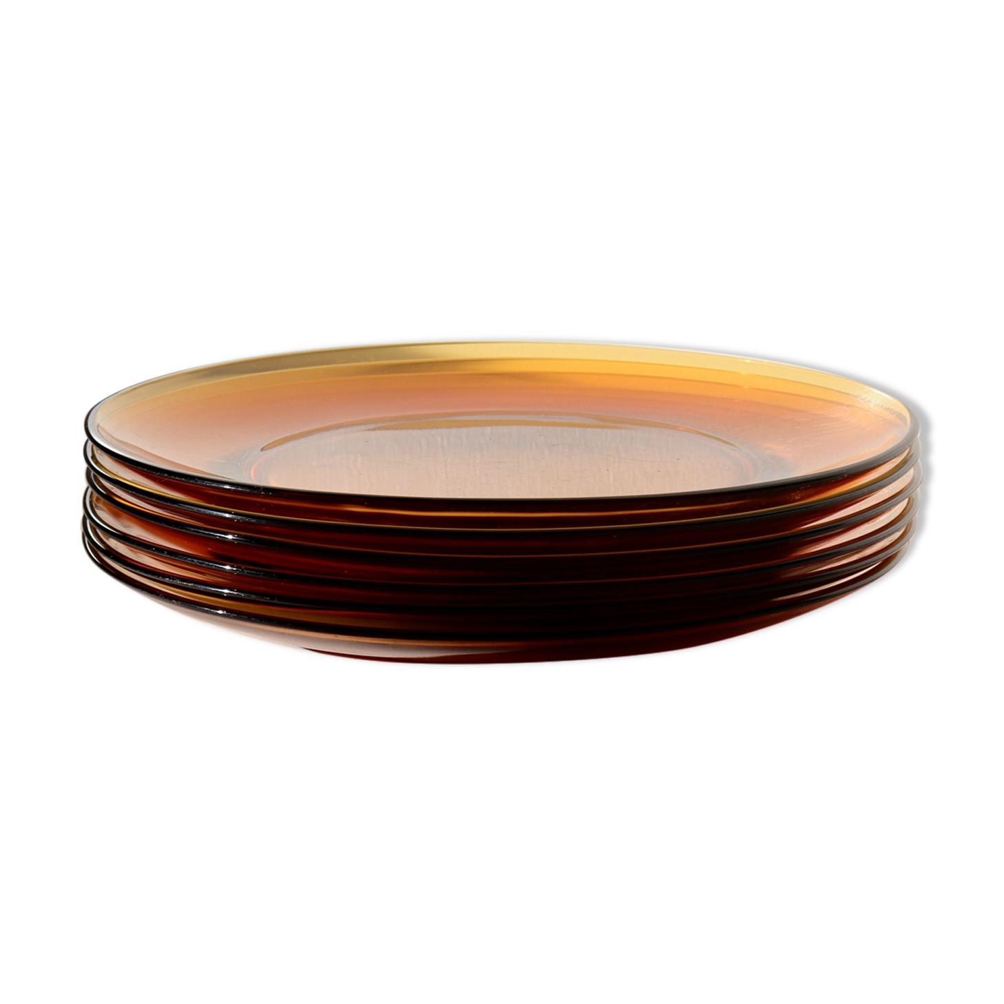 6 amber glass plates