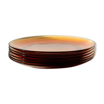6 amber glass plates